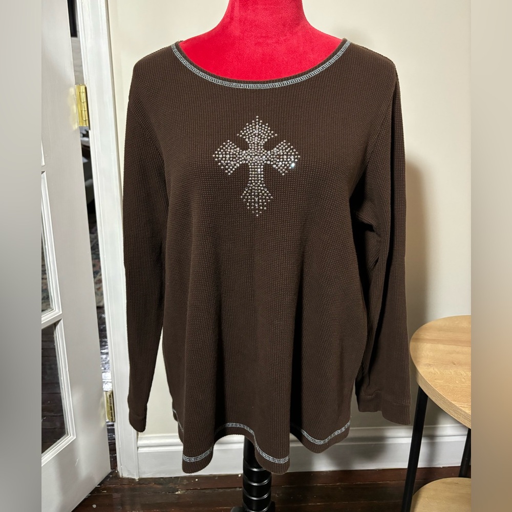 Vintage Bedazzled Cross Long Sleeve